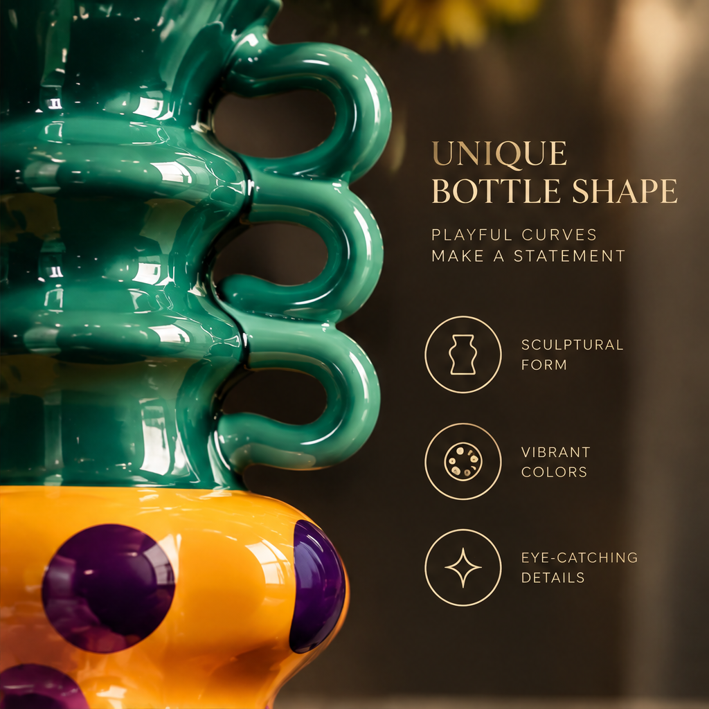 SCULPVE Two-Tone Polka Dot Loop-Handle Ceramic Vase