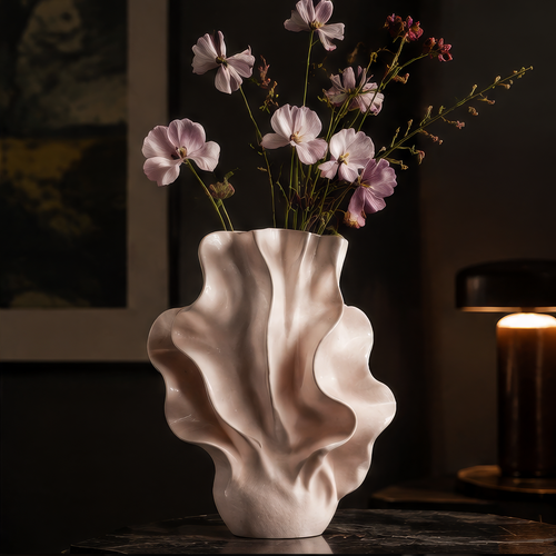 SCULPVE Ruffle Wave Glazed Porcelain Sculptural Vase
