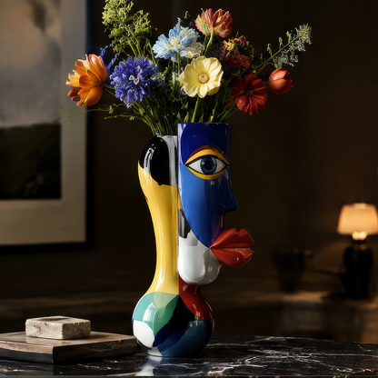 SCULPVE Cubist Profile Face Handcrafted Ceramic Art Vase