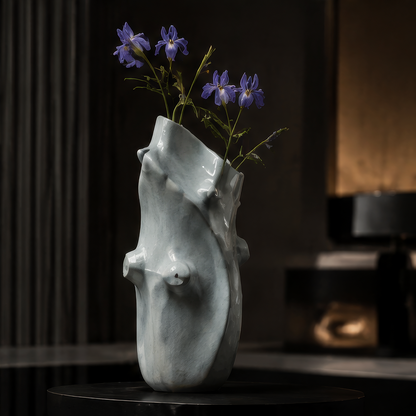 SCULPVE Driftwood Torso Hand-Finished Celadon Ceramic Vase
