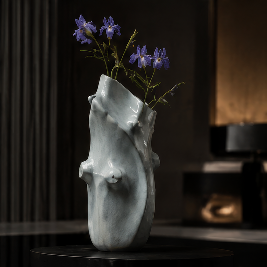 SCULPVE Driftwood Torso Hand-Finished Celadon Ceramic Vase