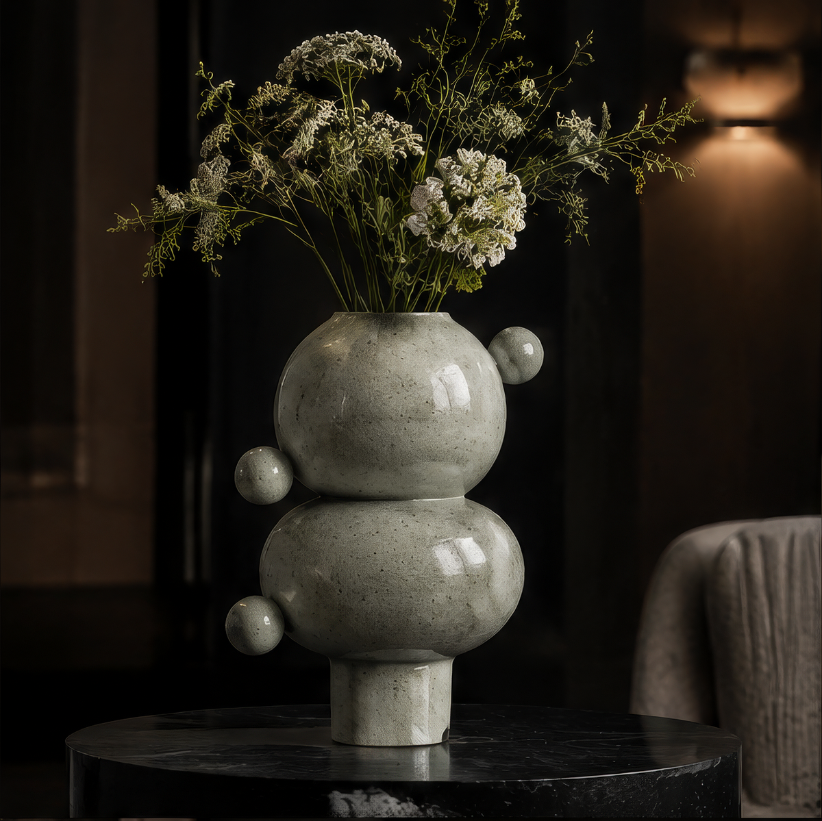 SCULPVE Stacked Sphere Speckled Ceramic Bubble Vase