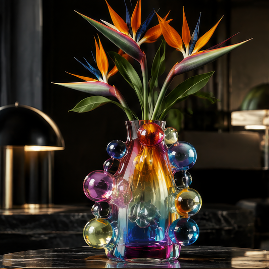 SCULPVE Rainbow Bubble Cluster Art Glass Sculptural Vase