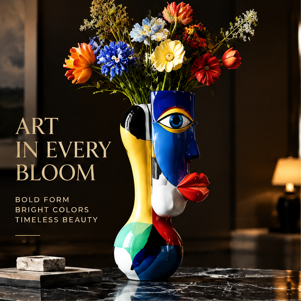SCULPVE Cubist Profile Face Handcrafted Ceramic Art Vase