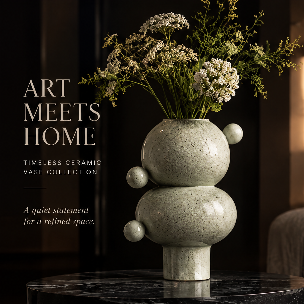 SCULPVE Stacked Sphere Speckled Ceramic Bubble Vase