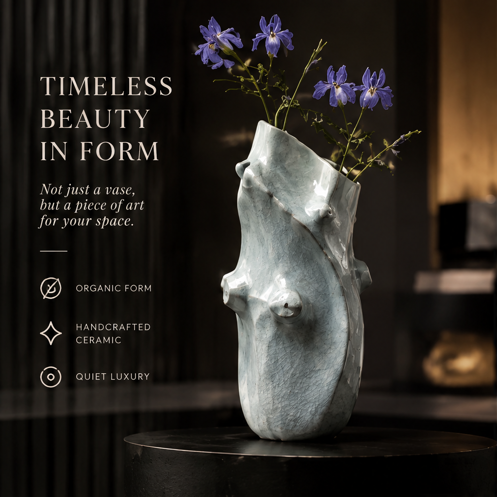 SCULPVE Driftwood Torso Hand-Finished Celadon Ceramic Vase