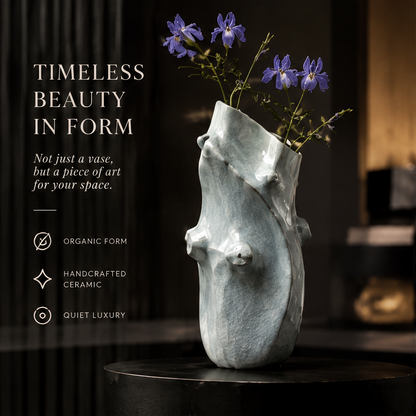 SCULPVE Driftwood Torso Hand-Finished Celadon Ceramic Vase