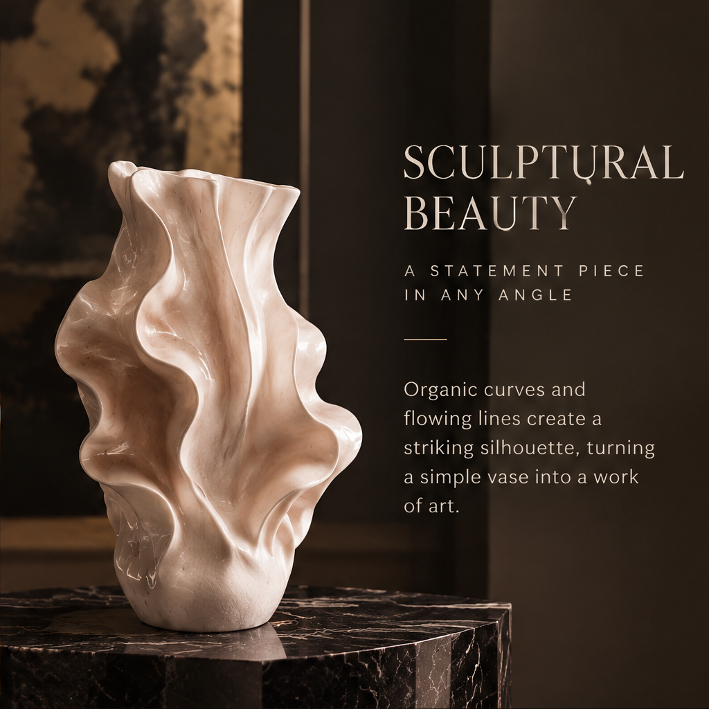 SCULPVE Ruffle Wave Glazed Porcelain Sculptural Vase