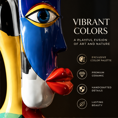 SCULPVE Cubist Profile Face Handcrafted Ceramic Art Vase
