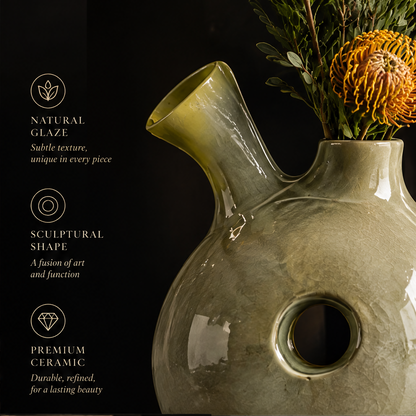 SCULPVE Globe Body Footed Dual-Spout Ceramic Art Vase