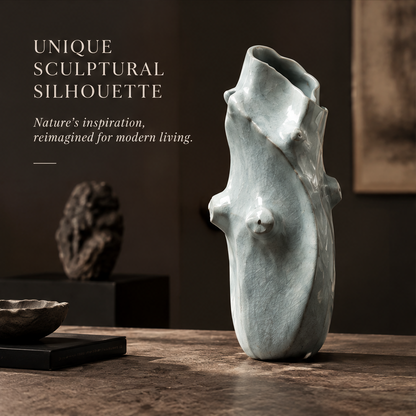SCULPVE Driftwood Torso Hand-Finished Celadon Ceramic Vase