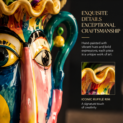 SCULPVE Pop-Art Face Hand-Painted Ceramic Portrait Vase