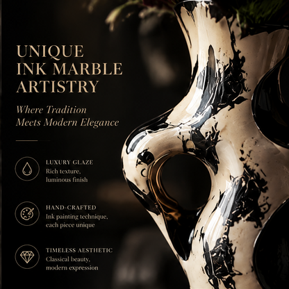 SCULPVE Ink Marble Splash Sculptural Torso Ceramic Vase