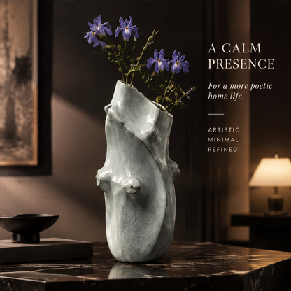 SCULPVE Driftwood Torso Hand-Finished Celadon Ceramic Vase